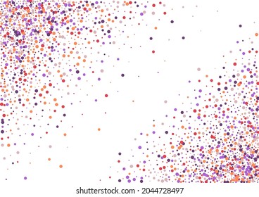 Orange Cute Round Texture. Particles Dot Frame. Multicolor Circle Celebration Background. Spread Confetti Card.