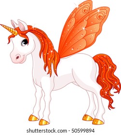Orange Cute winged horse of Fairy Tail. (Rainbow colored horses series)