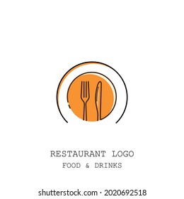 diseño vectorial del logotipo de la cubertería naranja