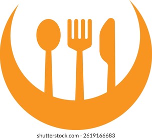 Orange Cutlery Set in a Crescent Shape logo