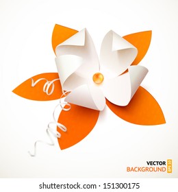 Orange Cutout Paper Vector Flower