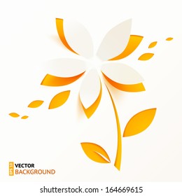 Orange cutout paper vector flower