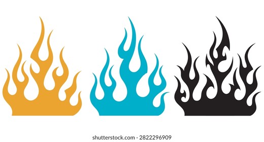 Orange cyan and black decorative blaze shapes illustration.