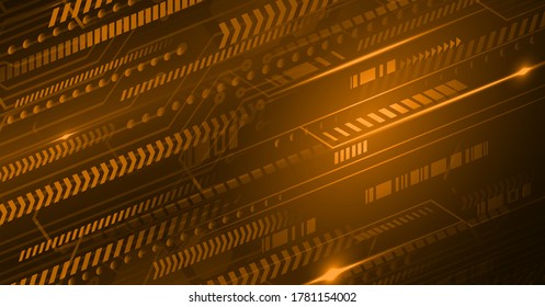 orange cyber circuit future technology concept background