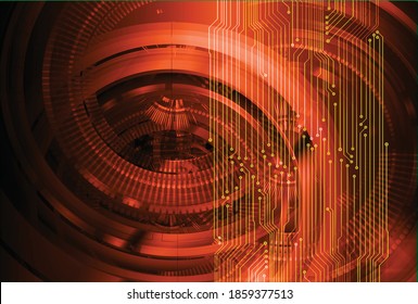 fondo de concepto de tecnología futura de circuito cibernético naranja