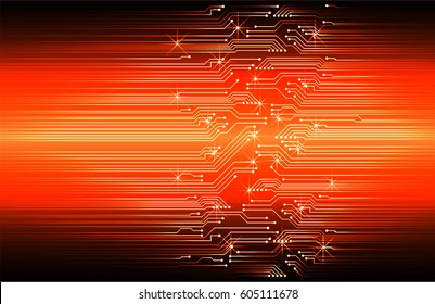 orange cyber security concept background. Circuit