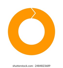 Orange cycle diagram with arrows 1 step pie chart or circle graph for business presentation concept. Progress for marketing and education goal vector.