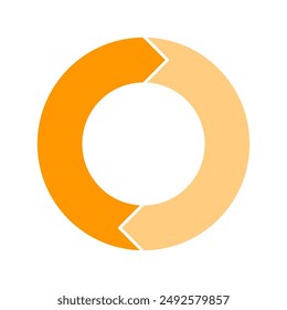 Diagrama de ciclo naranja con flechas 2 pasos gráfico circular o gráfico circular para el concepto de presentación de negocios. Progreso para el Vector de objetivos de marketing y educación.
