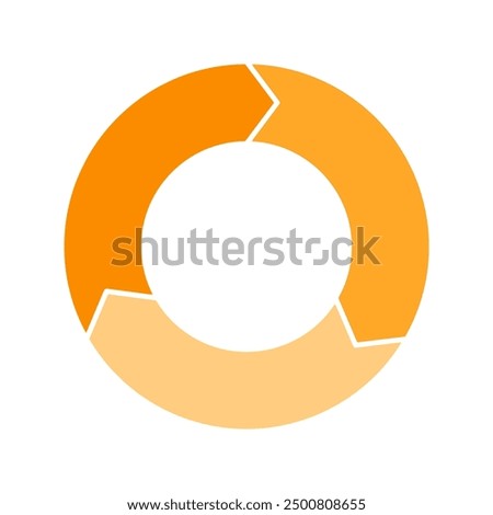 Orange cycle diagram with arrows 3 steps pie chart or circle graph for business presentation concept. Progress for marketing and education goal vector.