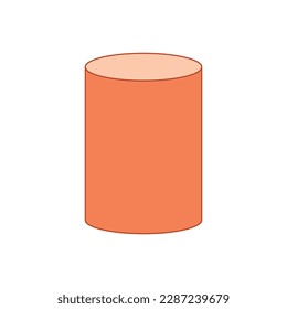 Forma 3D del cilindro naranja en matemáticas. Ilustración vectorial aislada en fondo blanco.
