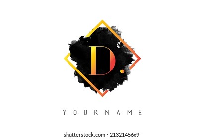 Orange D Letter Logo Design with White Stroke and Gradient Square Frame.