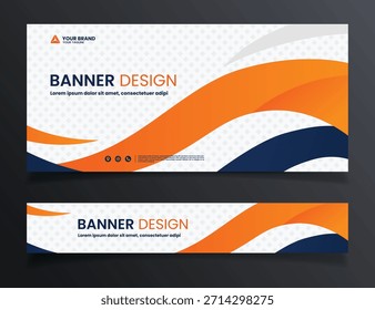 orange and dark blue abstract background illustration banner template design