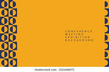 Orange and dark blue flat vector background with square and circle pattern decoration. Suitable for conference, seminar, talk show, meeting, exhibition, photo booth, and backdrop.