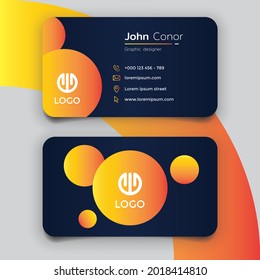Orange and dark blue modern business card template design. Stationery design name card vector template. CMYK Mode