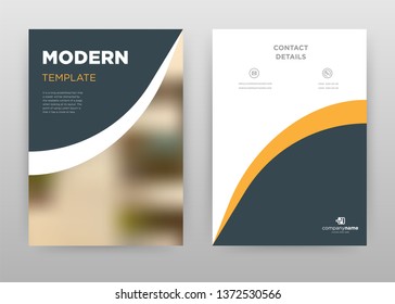 Orange and dark business annual report brochure flyer design. Multipurpose abstract brochure template, include cover and back pages. Geometric wave circular flyer leaflet vector design. Vertical A4