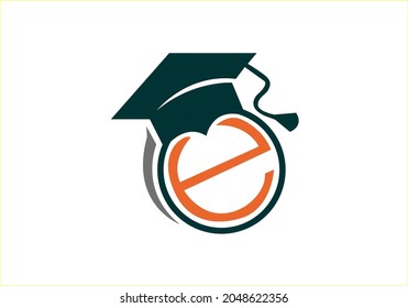 Orange and dark green color of E initial logo design