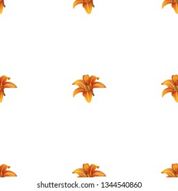 Orange Daylily. Vector illustration. Floral botanical flower. Wild leaf wildflower isolated. Exotic tropical hawaiian jungle. Seamless background pattern. Fabric wallpaper print texture.