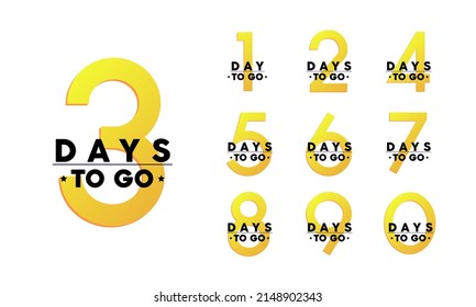 Orange days to go numbers. Stickers and banners timer pack.