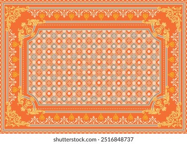 Orange decoration motifs and patterns. Elegant posters, banners, backgrounds, flyers. Covers for menu design, wedding invitations, flyers, book covers. Vector illustrations