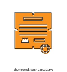 Orange Decree, paper, parchment, scroll icon icon isolated on white background.  Vector Illustration
