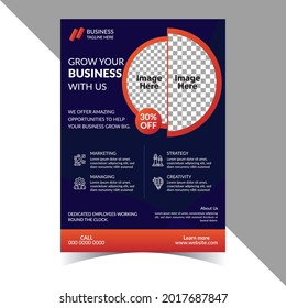 Orange and Deep Blue Corporate Business Flyer Template Design