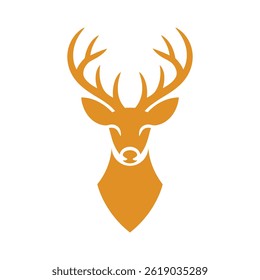Orange Deer Head Silhouette Logo Design