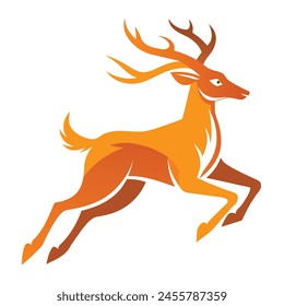 an orange deer with a white background with an orange antlers.