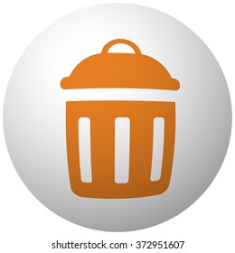 Orange Delete icon on sphere isolated on white background