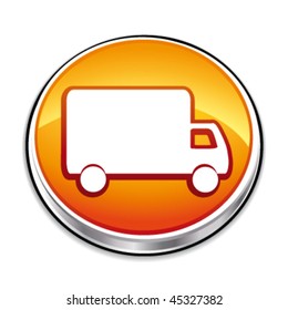 Orange delivery concept button. Vector illustration.