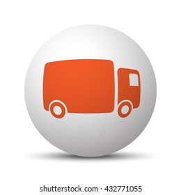 Orange Delivery Truck icon on white ball