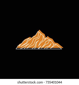 Orange desert mountain icon. Doodle illustration of mountain vector icon for web isolated on black background