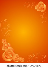 Orange desigm template with roses