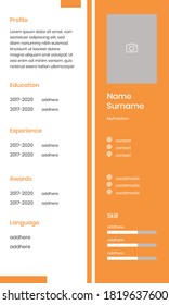 Orange Design CV Resume for Work