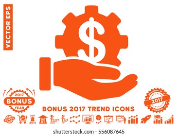 Orange Development Service pictogram with bonus 2017 year trend images. Vector illustration style is flat iconic symbols, white background.