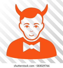 Orange Devil interface toolbar pictogram. Vector pictogram style is a flat symbol on diagonal hatch transparent background.