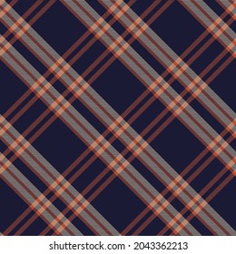 Orange Diagonal Plaid Tartan textured Seamless pattern design suitable for fashion textiles and graphics