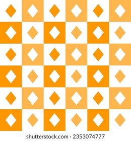 Orangefarbener Diamant. Rautenmuster. Diamantenmuster, Hintergrund. Diamantenhintergrund. Nahtloses Muster. für Hintergrund, Dekoration, Geschenkverpackung