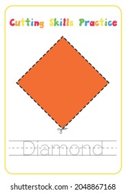 Formas De Diamantes Naranja Rastreando Hojas De Trabajo De Actividad Enseñanza Preescolar