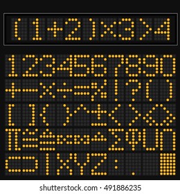 Orange digital led display of math symbol