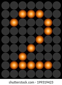Orange digital led number 2 alphabet letters