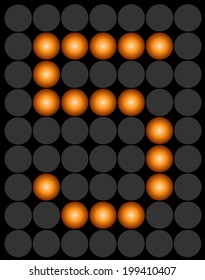 Orange digital led number 5 alphabet letters