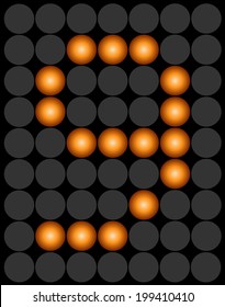 Orange digital led number 9 alphabet letters
