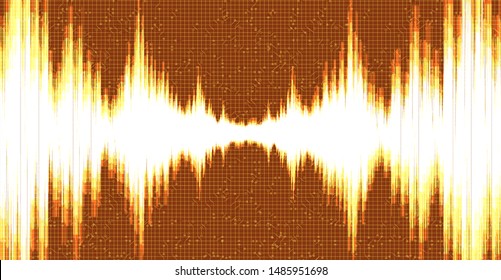 Orange Digital Sound Wave Technology and earthquake wave concept,design for music studio and science,Vector Illustration.