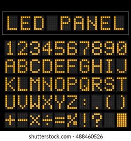 Orange digital square led font display with sample panel svg