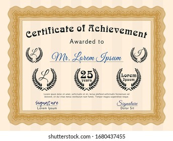 Orange Diploma. With background. Sophisticated design. Vector illustration. 