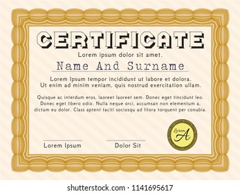 Orange Diploma. With background. Vector illustration. Good design. 