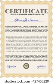 Diploma Naranja. Borde, marco. Buen diseño. Con fondo. 