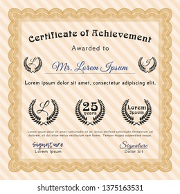 Orange Diploma or certificate template. With background. Artistry design. Customizable, Easy to edit and change colors. 