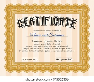 Orange Diploma or certificate template. Beauty design. Customizable, Easy to edit and change colors. Printer friendly. 