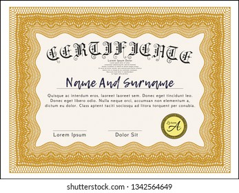 Orange Diploma or certificate template. With complex background. Customizable, Easy to edit and change colors. Superior design. 